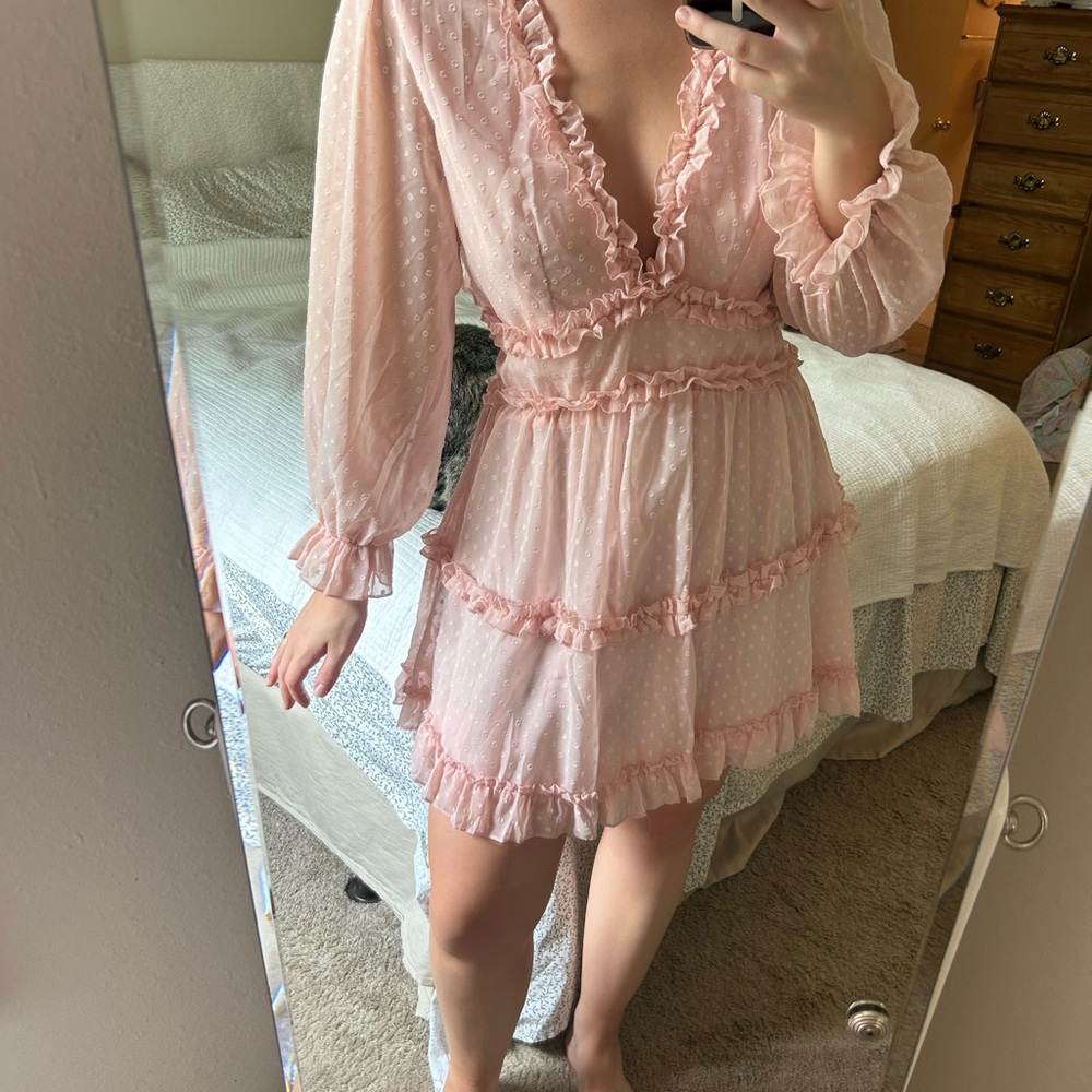 Elegant Pink Ruffle Dress